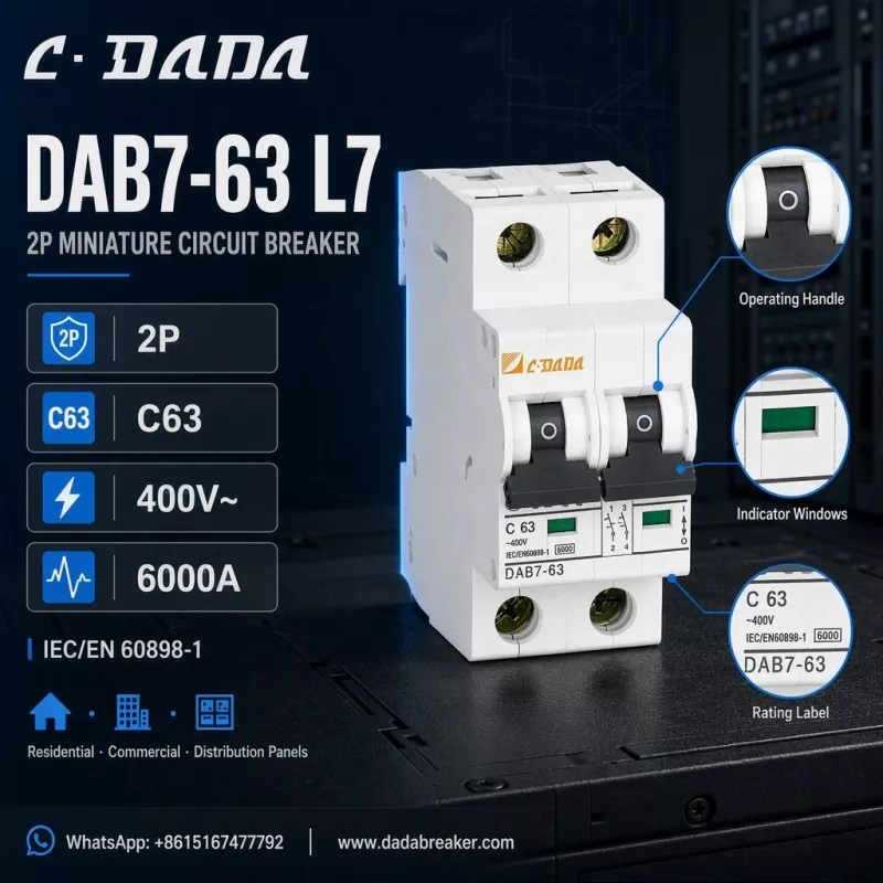 DAB7-63 L7 2P MCB - Heldere, compacte bescherming voor verdeelpanelen